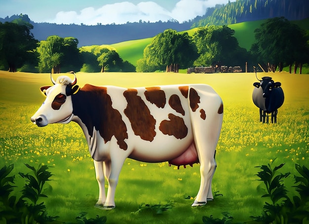 Foto de uma vaca na quinta