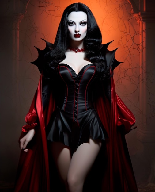 foto de uma vampira corpo inteiro de uma bela mulher fotorrealista