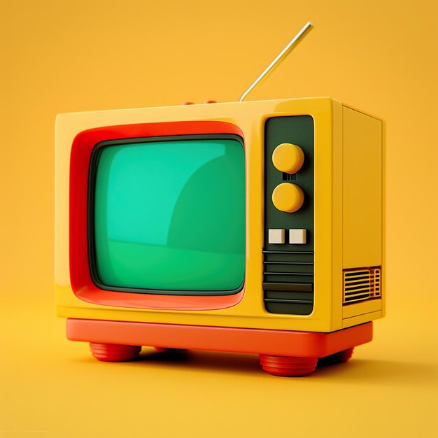 Foto de uma velha TV vintage em fundo colorido no estilo de inspiração retro