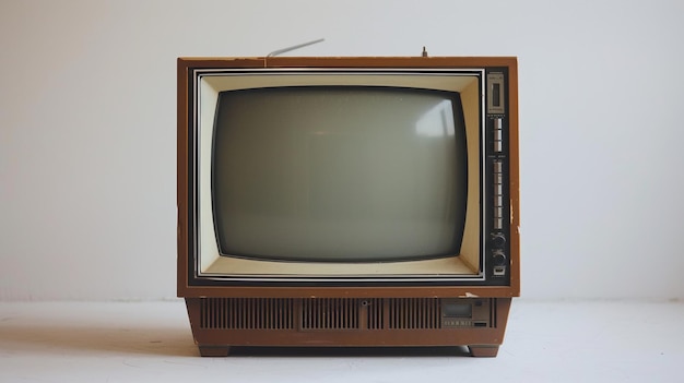 Foto de uma velha TV vintage em fundo colorido no estilo de inspiração retro