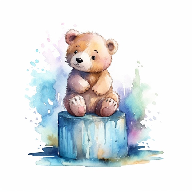 Foto de urso aquarelado