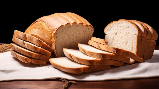 Foto de vários pães na mesa de madeira