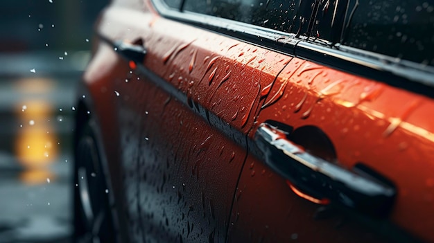 Foto foto de vidro de carro sendo tratado com repelente de chuva