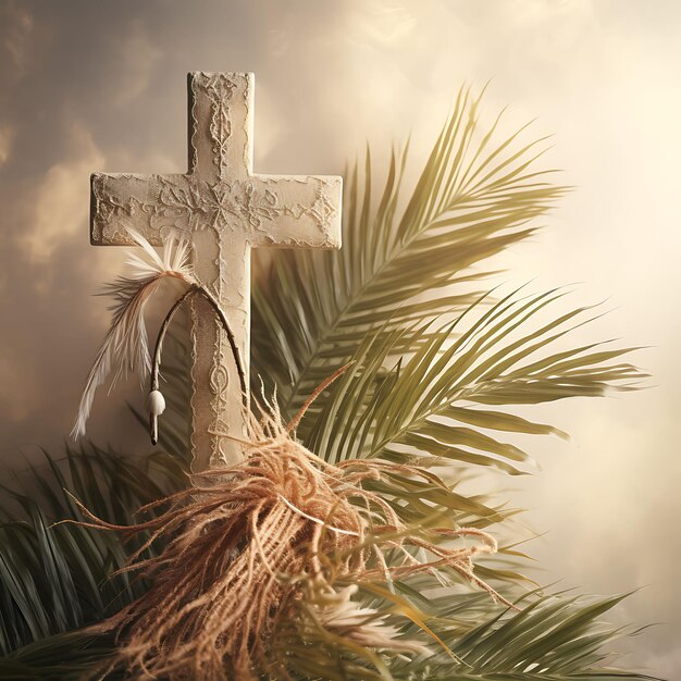 Foto foto de vintage inspired wrought iron sacred cross e lace trimmed good friday palm sunday art