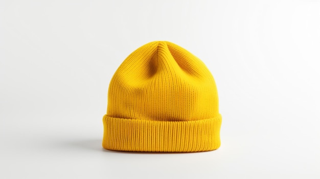 Foto de Yellow Beanie cap isolado em fundo branco