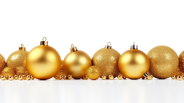 Foto decoração dourada de natal em branco