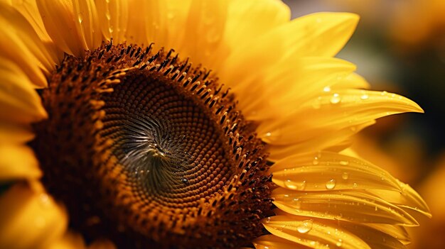 Una foto de una delicada toma macro capturando los intrincados detalles de un girasol