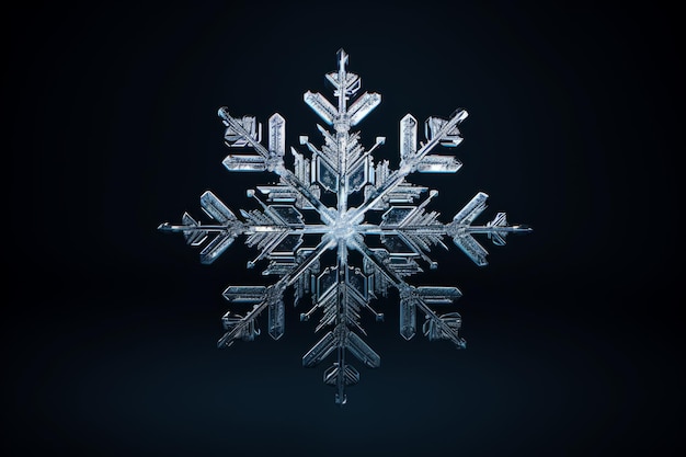 Foto de un delicado copo de nieve en un fondo oscuro IA generativa