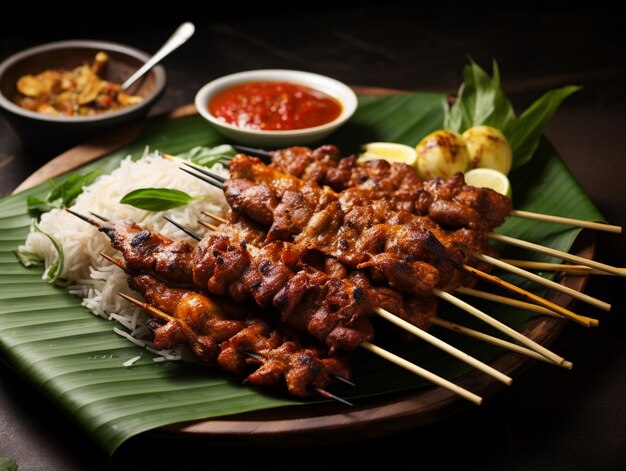 Foto de deliciosas piezas de satay