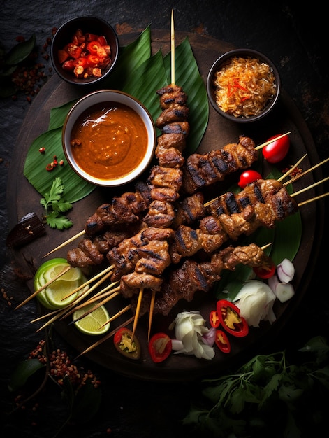 Foto de deliciosas piezas de satay