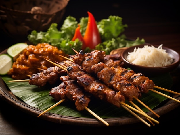 Foto deliciosas piezas de satay