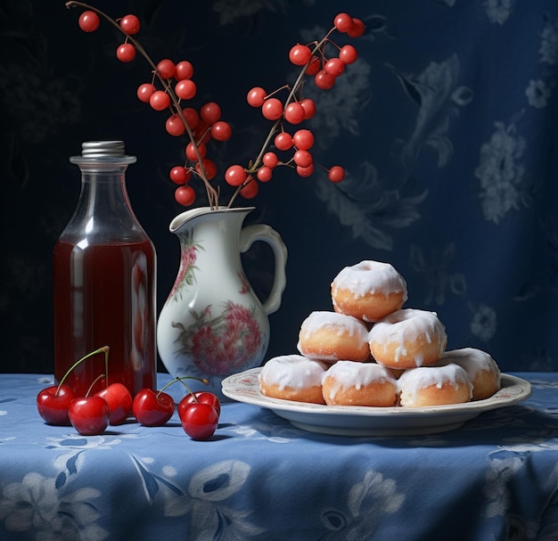 Foto una foto de un delicioso arreglo de rosquillas esmaltadas