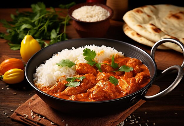 Foto de delicioso arroz picante y curry.