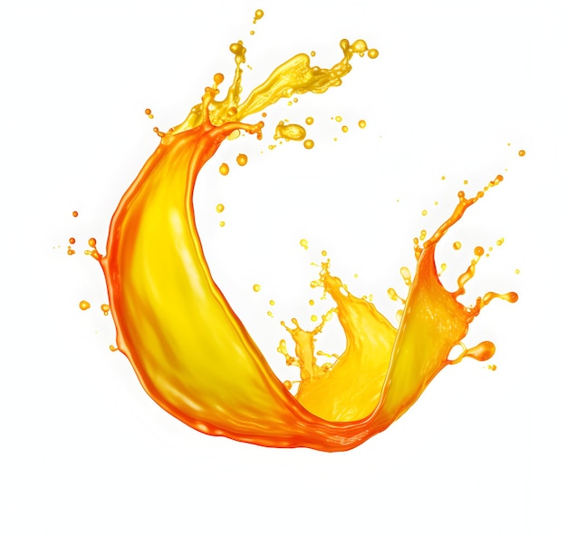 Foto de un delicioso jugo de mango sobre un fondo blanco