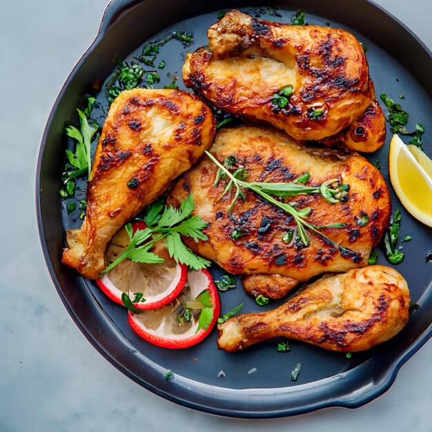 foto de delicioso pollo a la parrilla sobre la mesa