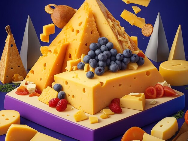 Foto deliciosos pedaços de imagem de queijo ai