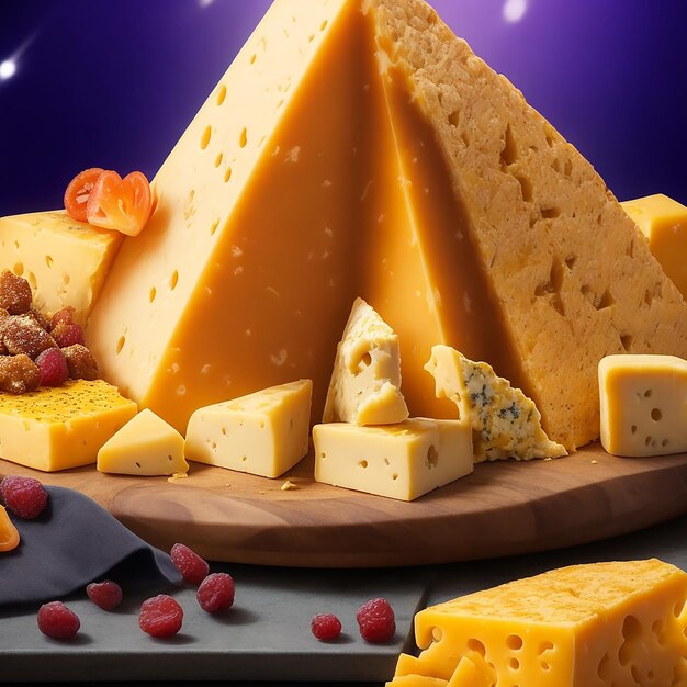 Foto deliciosos trozos de queso ai imagen