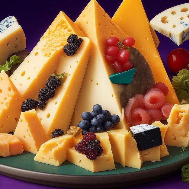 Foto deliciosos trozos de queso ai imagen