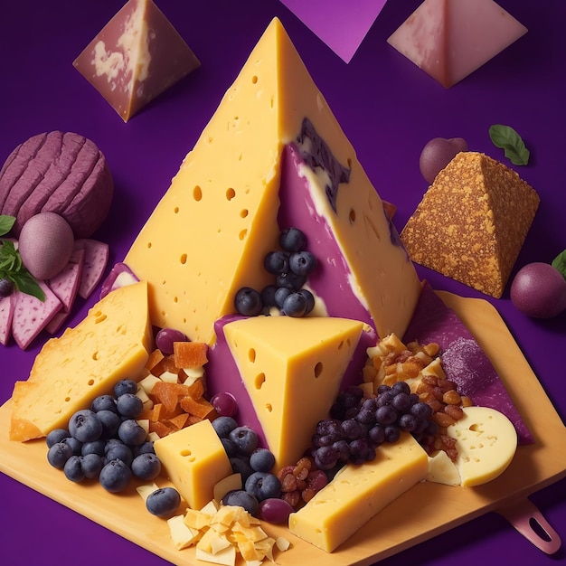 Foto deliciosos trozos de queso.