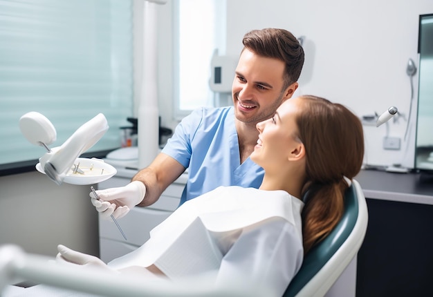 Foto de dentista realizando tratamientos dentales profesionales.