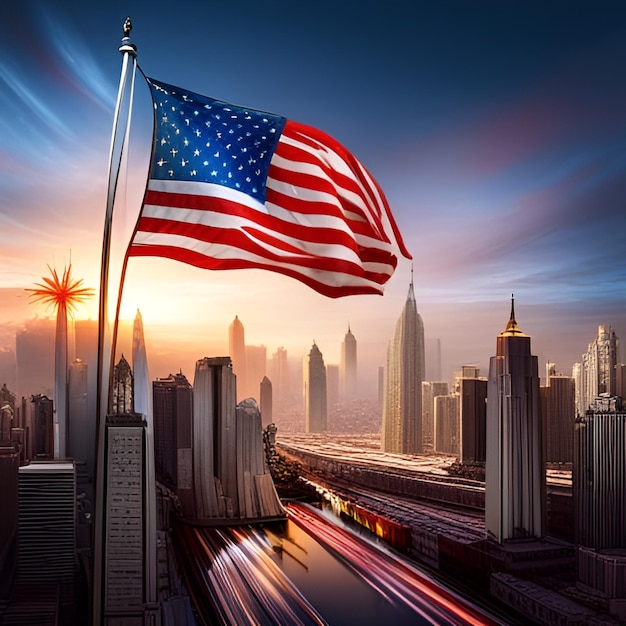 Foto der amerikanischen Flagge, das den glücklichen Unabhängigkeitstag der amerikanischen generativen KI zeigt