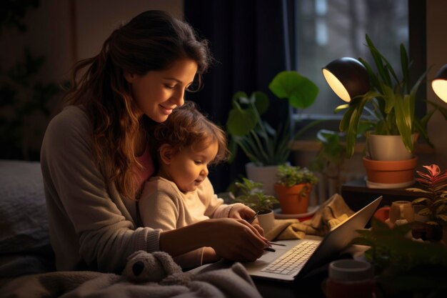 Foto der arbeitenden Mutter