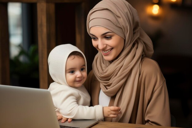 Foto der arbeitenden Mutter