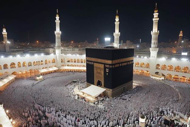 Foto der Atmosphäre in der Nacht Umrah Gemeinde anbeten in der Nähe der Kaaba Mekka Saudi-Arabien