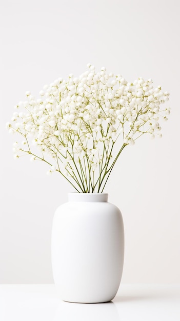 Foto der Babys Breath-Blume im Topf isoliert auf weißem Hintergrund