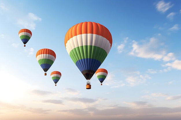 Foto der dreifarbigen Heißluftballons Indiens Republiktag