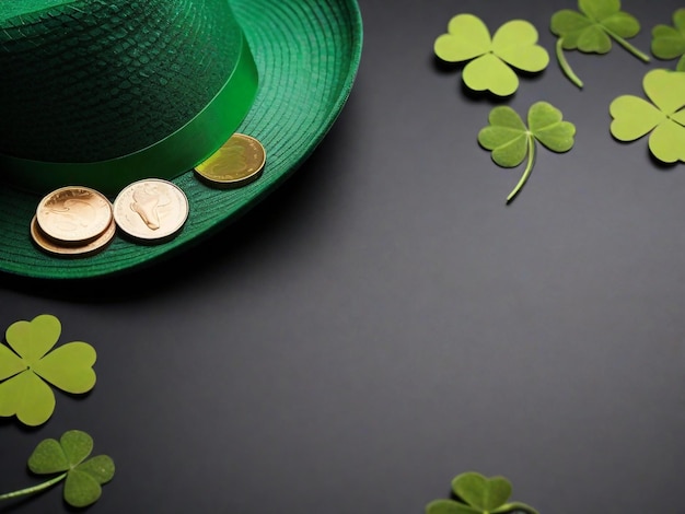 Foto der Feier des St. Patrick's Day mit Gläsern Getränke und einem Haufen Münzen