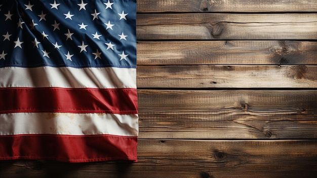 Foto der Flagge der Vereinigten Staaten auf Holzplatte generative ai