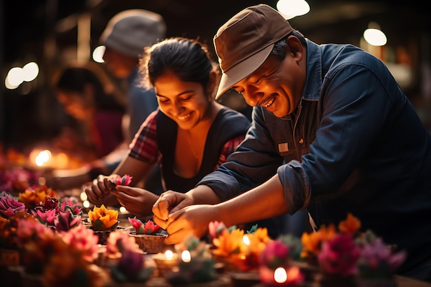 Foto der kolumbianischen Weihnachtsmärkte Szenen von Handwerkern Showcas Festive Colombia Vibrant