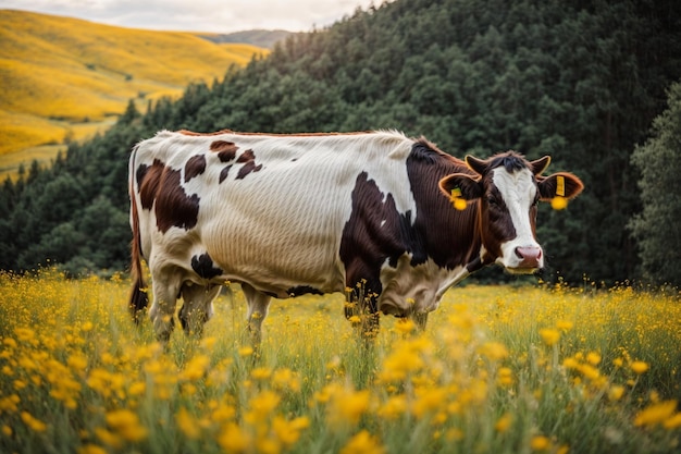 Foto der Kuh auf dem Feld