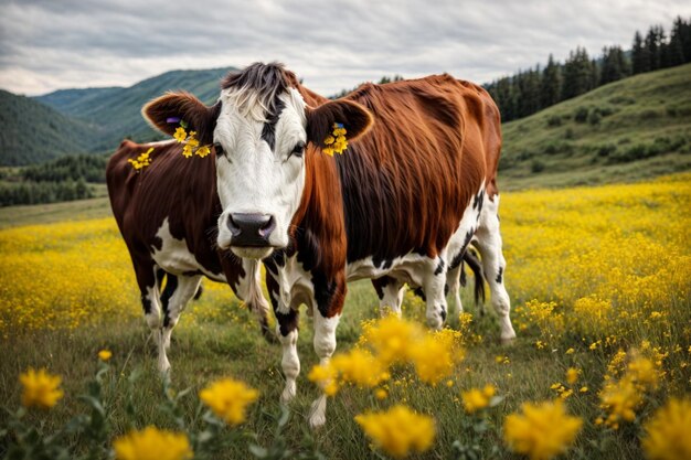 Foto der Kuh auf dem Feld