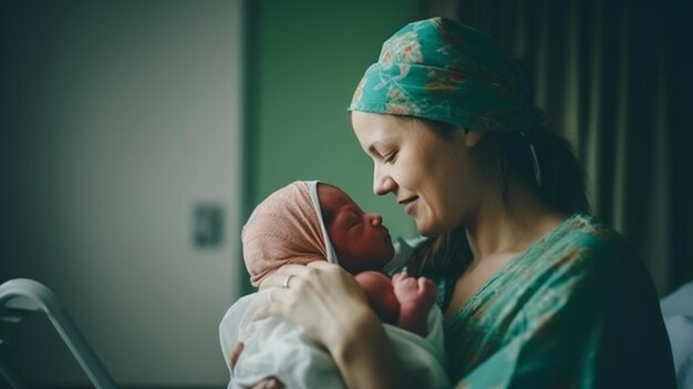 Foto der Mutter und des Neugeborenen
