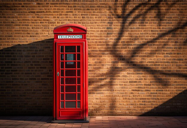 Foto der roten Telefonzelle Telefonzellen auf einer schönen Stadtstraße