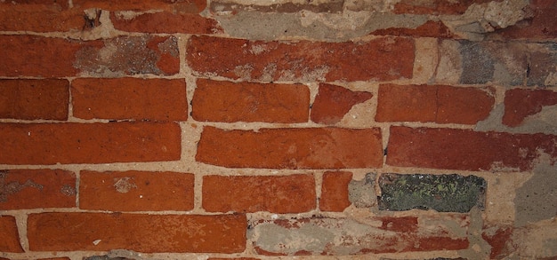 Foto der schönen alten Backsteinmauer im Inneren des Hauses breites Panorama der Backsteinmauer