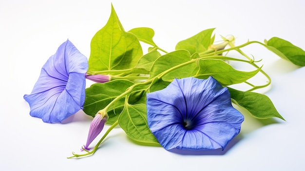 Foto der wunderschönen Morning Glory Blume, isoliert auf weißem Hintergrund