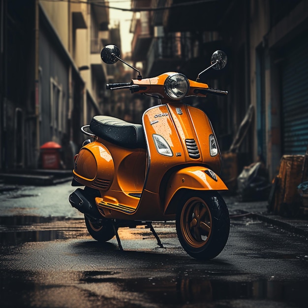 Foto des farbigen Roller oder Scootys mit hintergrundisolierter Oberfläche