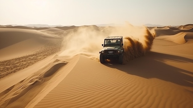 Foto des Jeeps in der Wüste