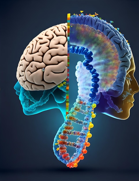Foto des menschlichen Gehirns, aufgeteilt in zwei Abschnitte