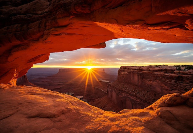 Foto des Mesa-Bogens im Morgensonnenaufgang