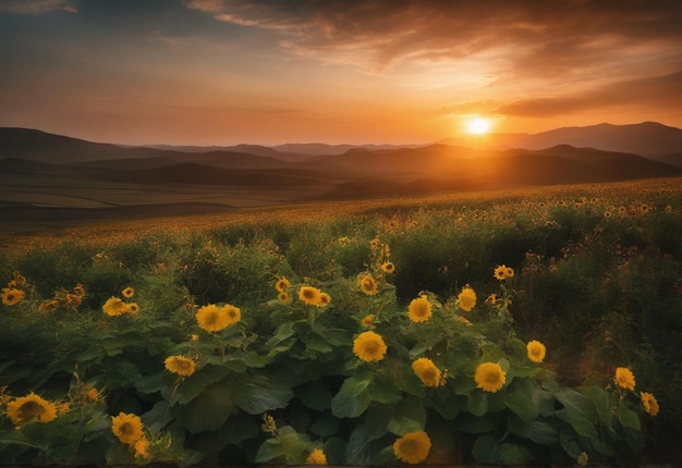 Foto des Naturhintergrundes bei Sonnenuntergang