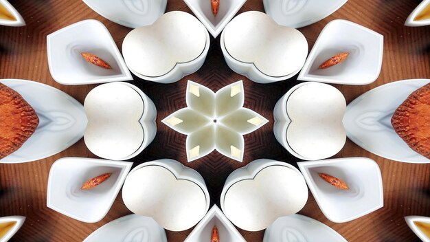 Foto de desayuno abstracto patrón simétrico movimiento de caleidoscopio decorativo Ornamental círculo geométrico y formas de estrella