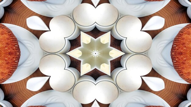 Foto de desayuno abstracto patrón simétrico movimiento de caleidoscopio decorativo Ornamental círculo geométrico y formas de estrella