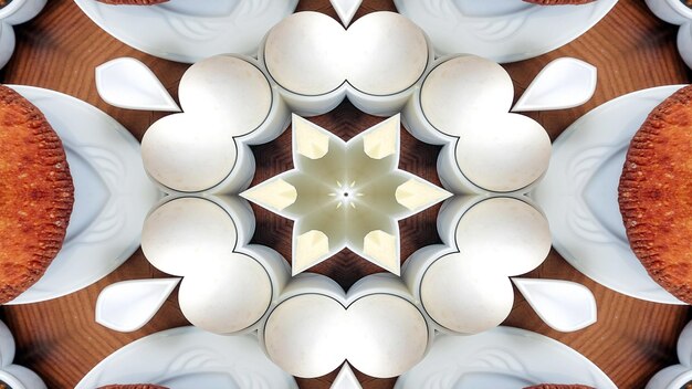 Foto de desayuno abstracto patrón simétrico movimiento de caleidoscopio decorativo Ornamental círculo geométrico y formas de estrella