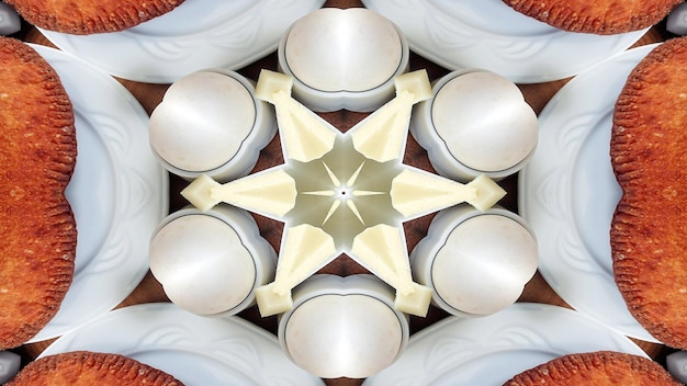 Foto de desayuno abstracto patrón simétrico movimiento de caleidoscopio decorativo Ornamental círculo geométrico y formas de estrella