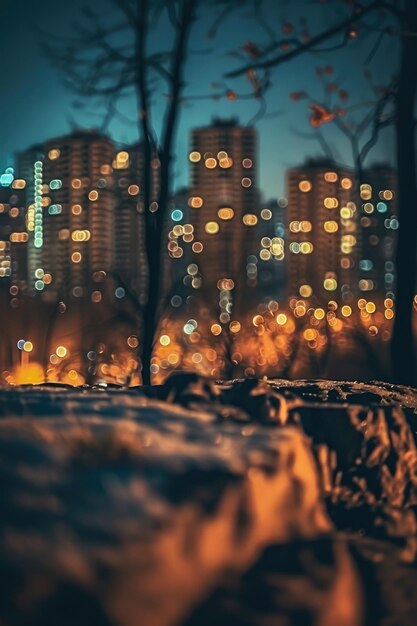 Foto foto desfocada de uma paisagem urbana à noite perfeita para fundos urbanos