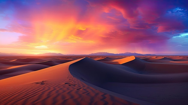 Foto una foto de un desierto con dunas de arena de arco iris
